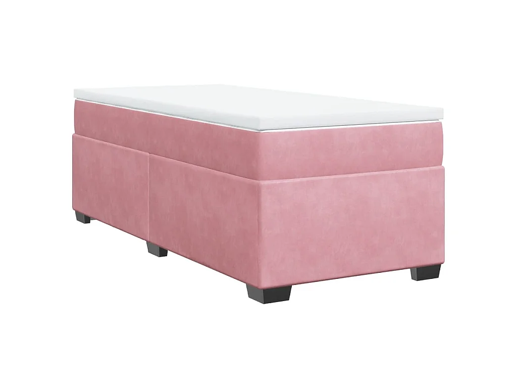 Cama box spring con colchón terciopelo rosa 80x200 cm