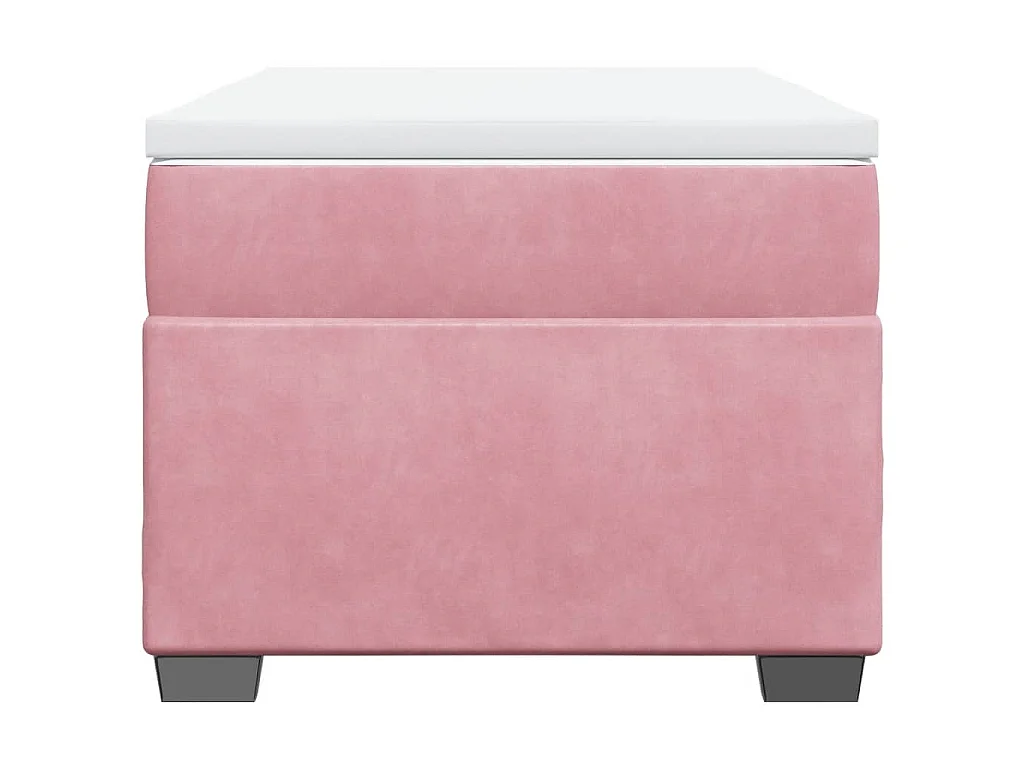 Cama box spring con colchón terciopelo rosa 80x200 cm