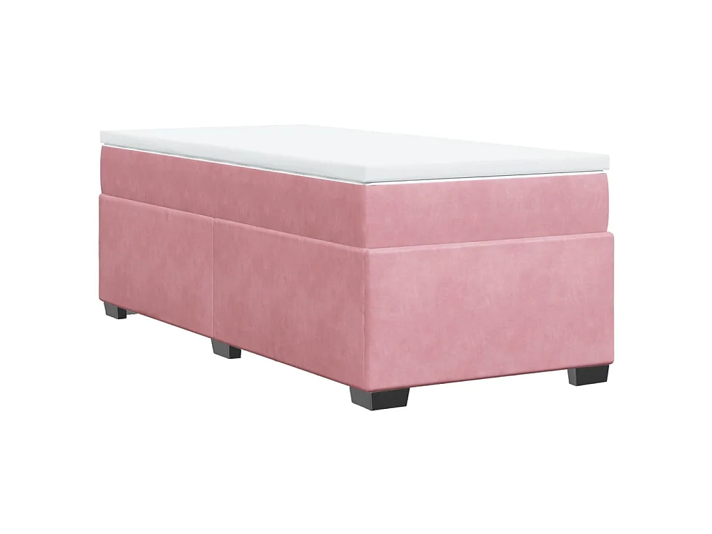 Cama box spring con colchón terciopelo rosa 80x200 cm