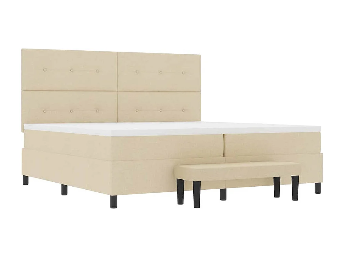 Lit à ressorts avec matelas Crème 200 x 200 cm tissu