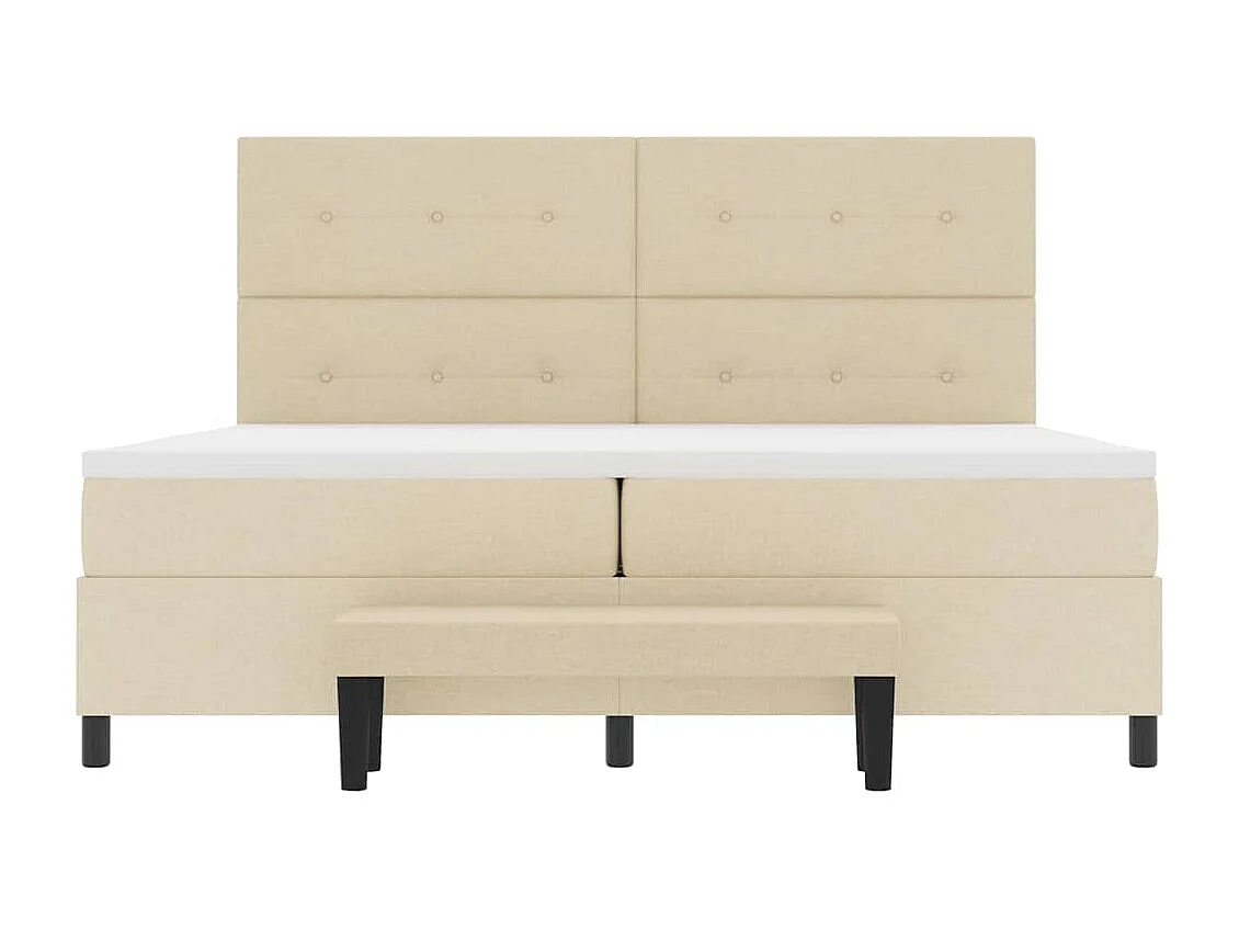 Lit à ressorts avec matelas Crème 200 x 200 cm tissu