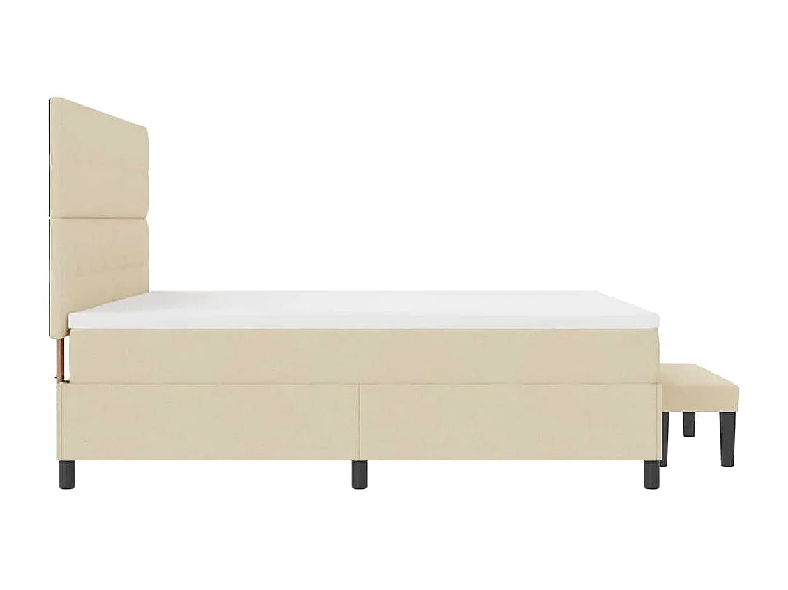 Lit à ressorts avec matelas Crème 200 x 200 cm tissu