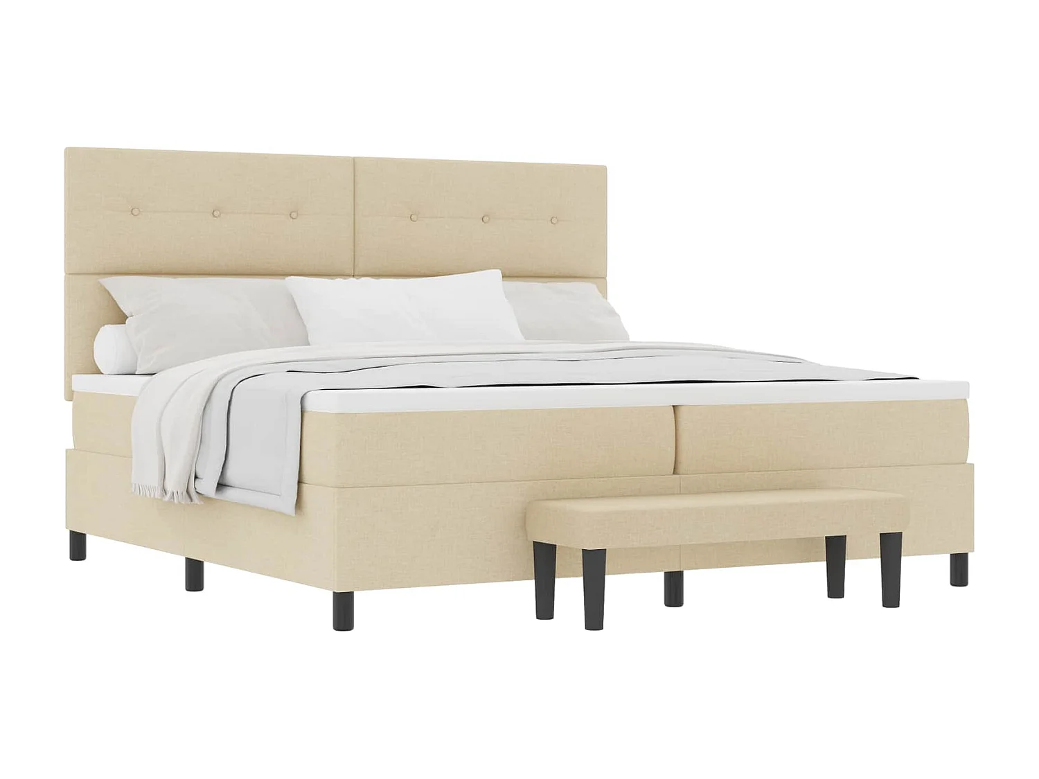 Boxspringbed met matras met hoofdeinde Crème 200 x 200 cm Stof