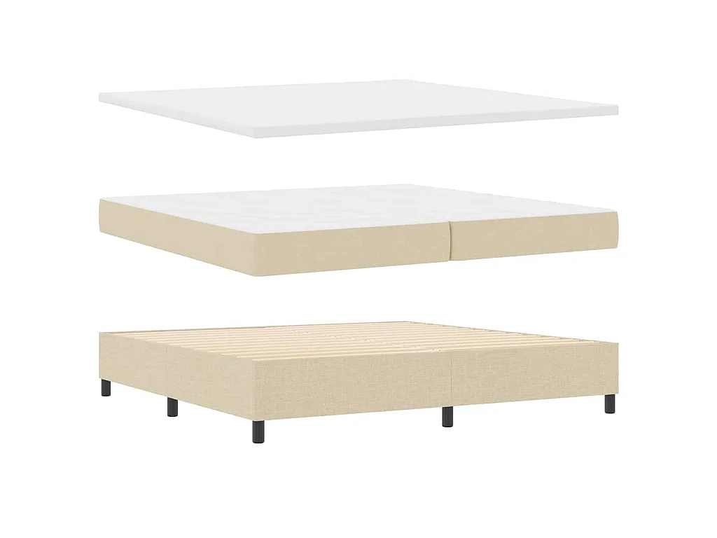 Letto a molle con testiera Crema 200 x 200 cm Tessuto