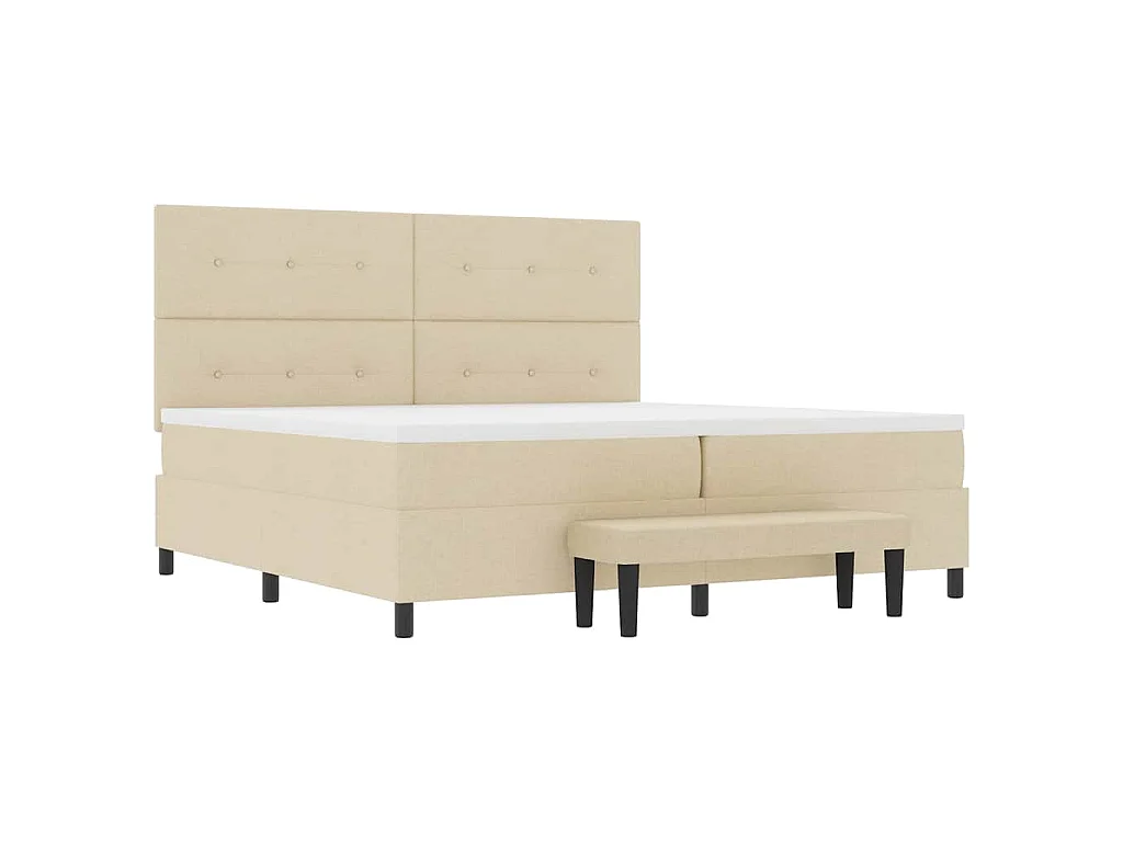 Letto a molle con testiera Crema 200 x 200 cm Tessuto