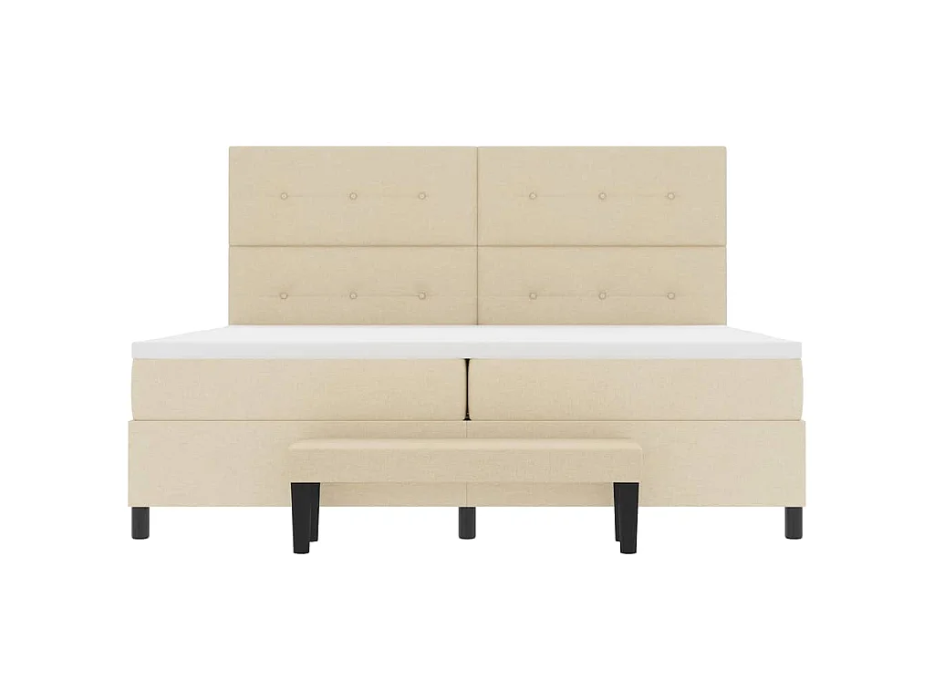 Letto a molle con testiera Crema 200 x 200 cm Tessuto