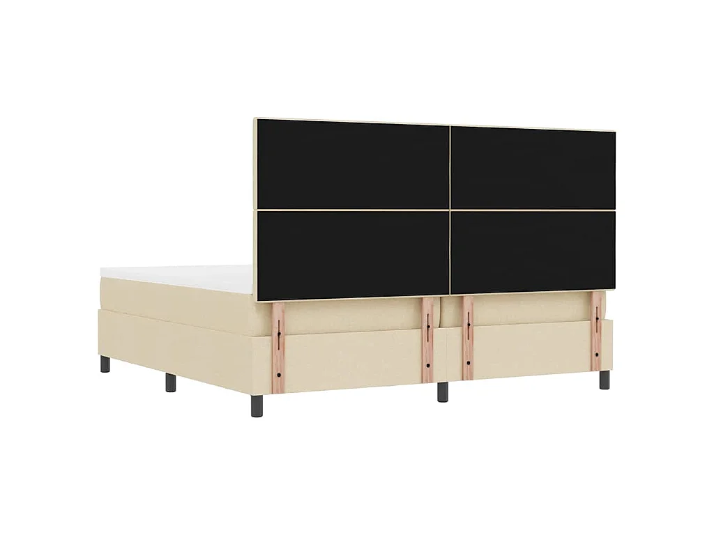 Letto a molle con testiera Crema 200 x 200 cm Tessuto