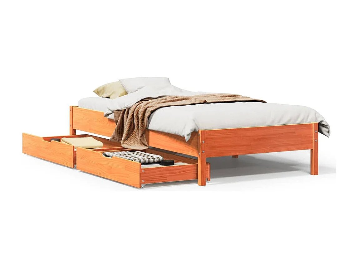 Estructura de cama sin colchón madera maciza marrón 75x190 cm
