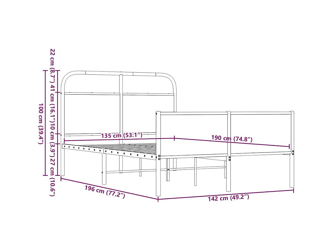 Bedframe zonder matras bewerkt hout bruin eikenkleur 135x190 cm