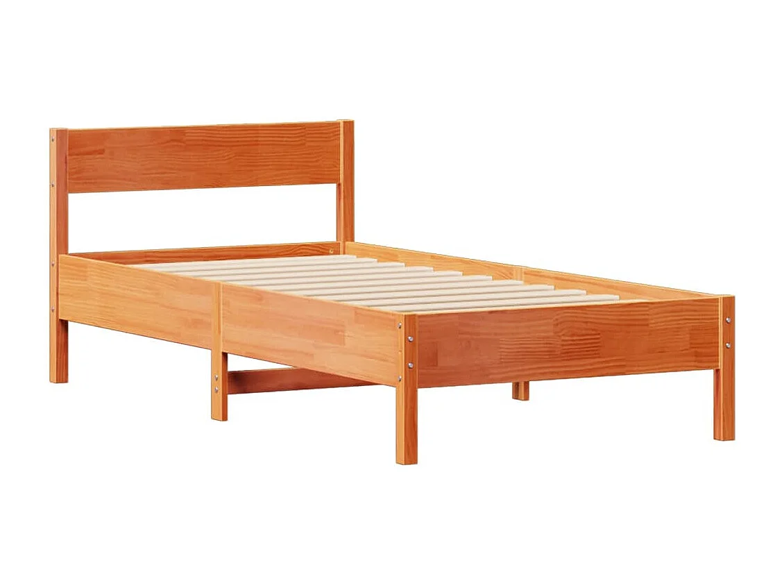 Cadre de lit sans matelas cire marron 75x190 cm bois pin massif