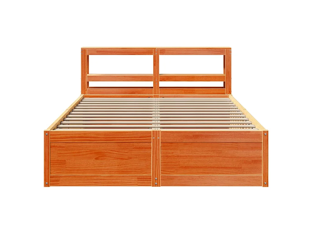 Estrutura cama c/ cabeceira 135x190cm pinho maciço castanho-mel