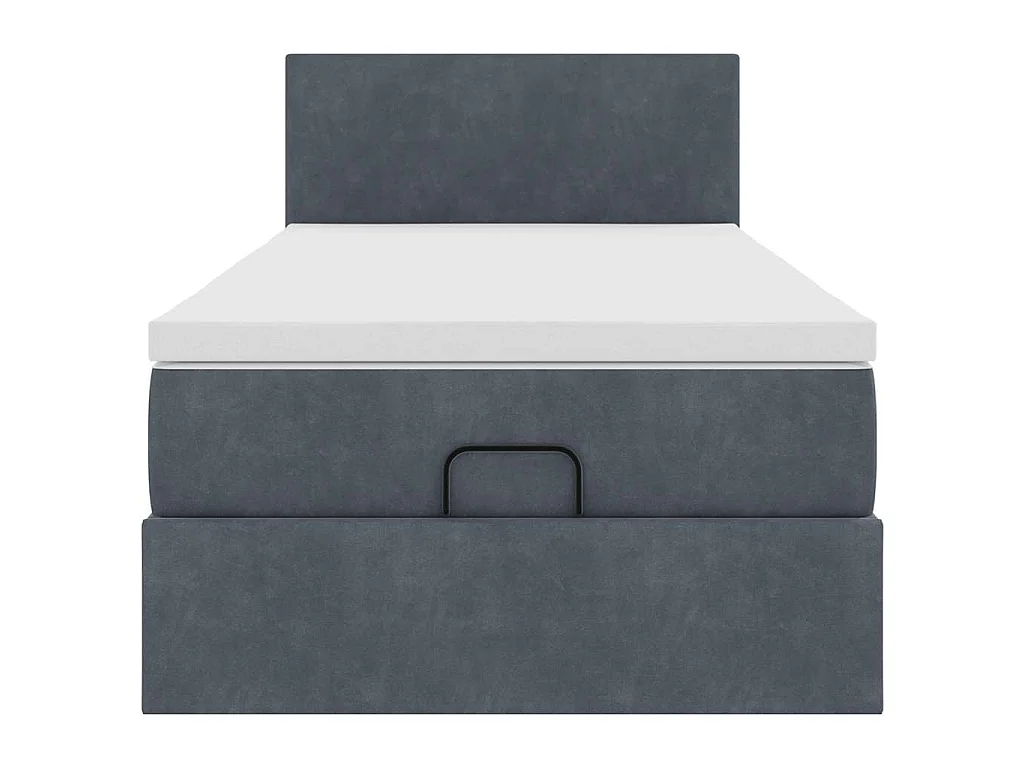 Estructura cama otomana colchón terciopelo gris oscuro