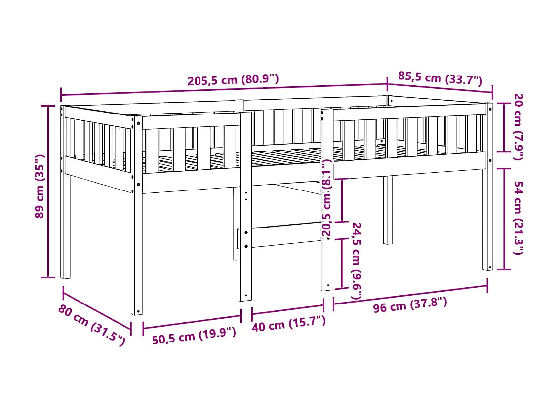 Kinderbed zonder matras massief grenenhout wasbruin 80x200 cm