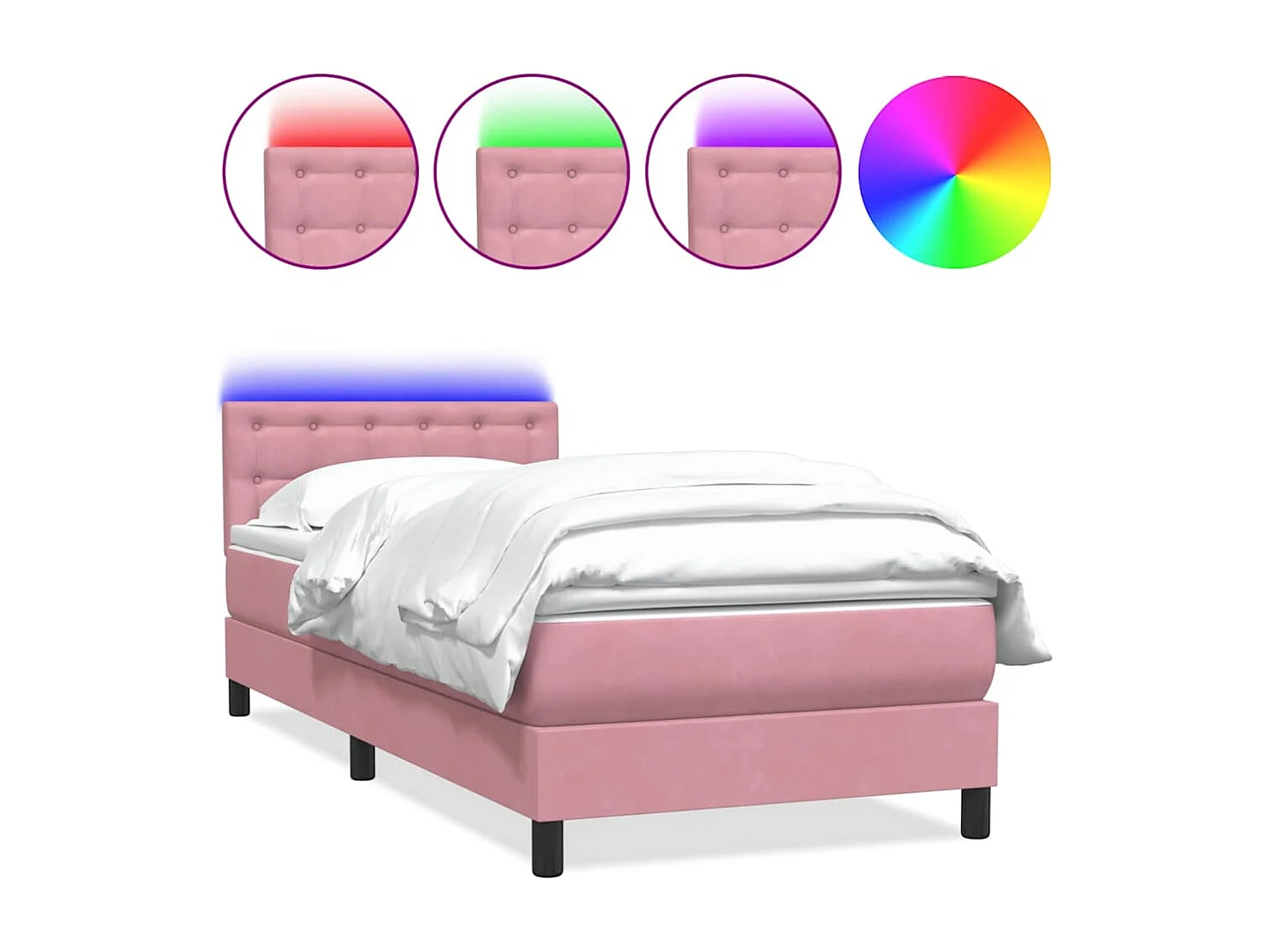 Boxspringbett mit Matratze & LED Rosa 80x220 cm Samt