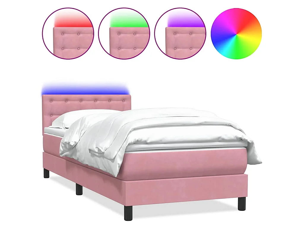 Boxspring met matras en LED fluweel roze 80x220 cm