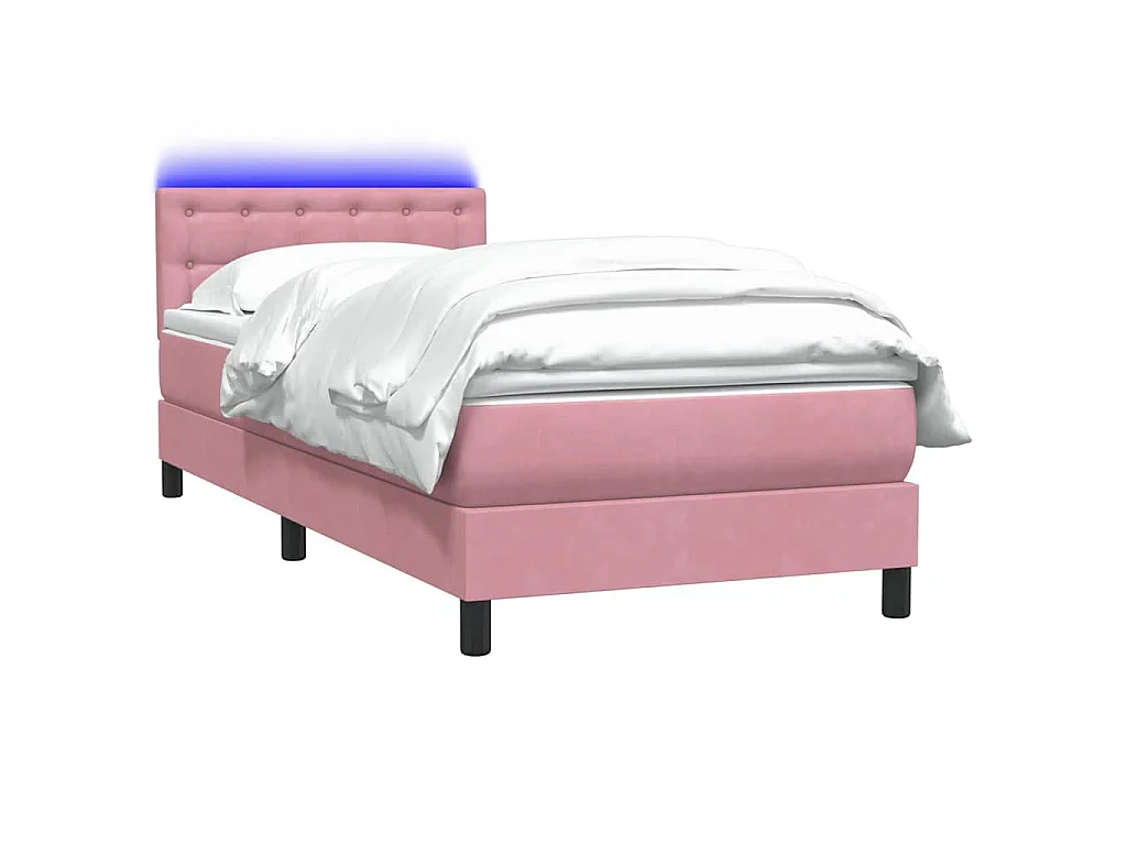 Boxspring met matras en LED fluweel roze 80x220 cm