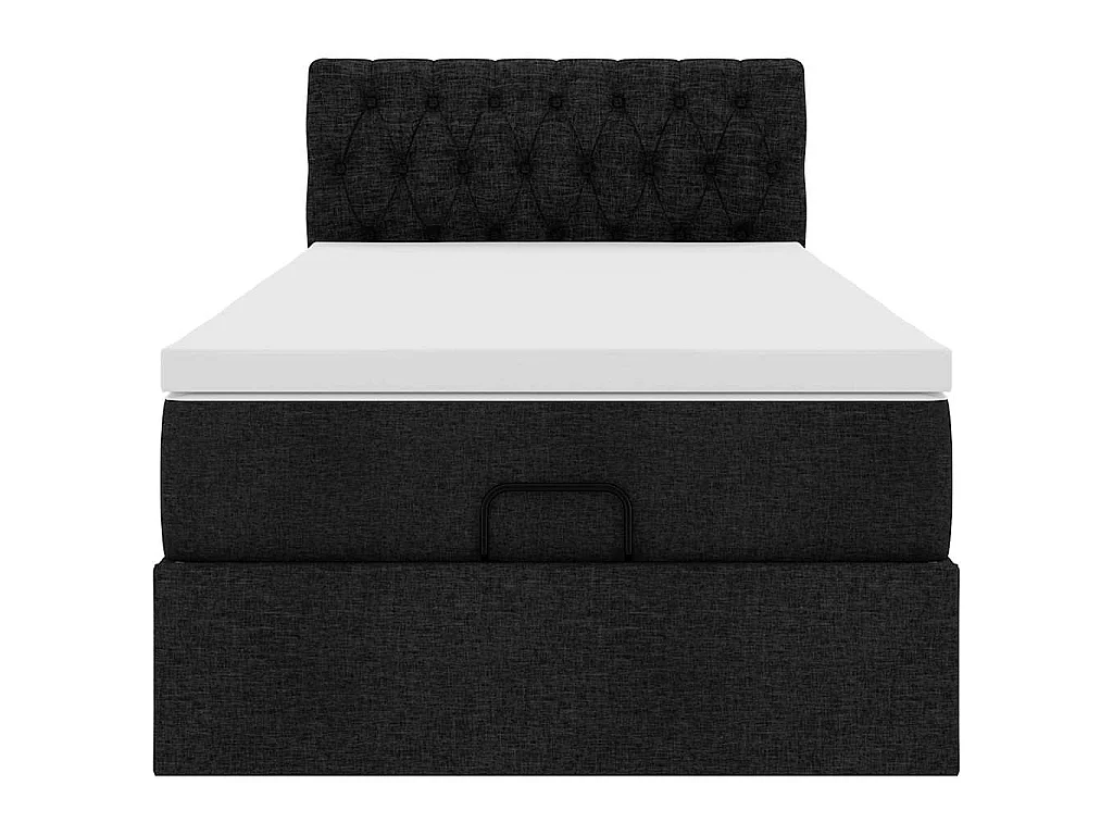 Cama Otomana com colchão & LEDs 80x200cm tecido preto