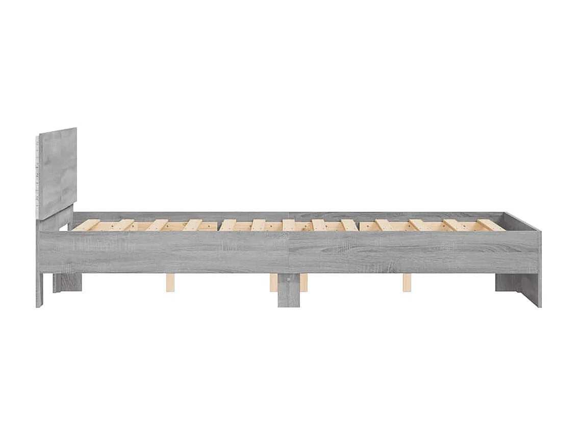 Giroletto con Testiera e LED Grigio Sonoma 135x190 cm