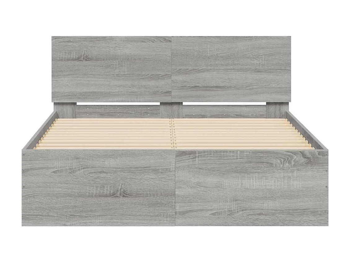 Giroletto con Testiera e LED Grigio Sonoma 135x190 cm