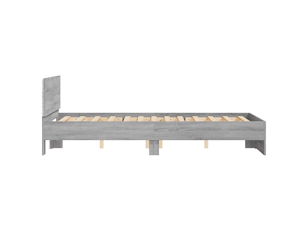 Giroletto con Testiera e LED Grigio Sonoma 135x190 cm