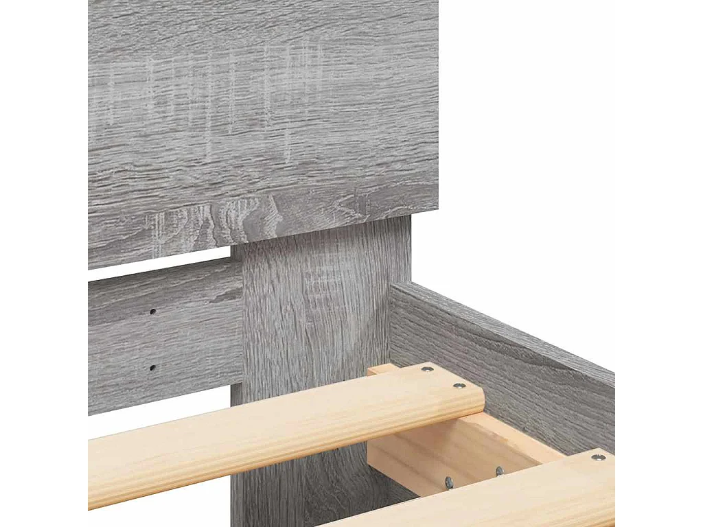 Giroletto con Testiera e LED Grigio Sonoma 135x190 cm