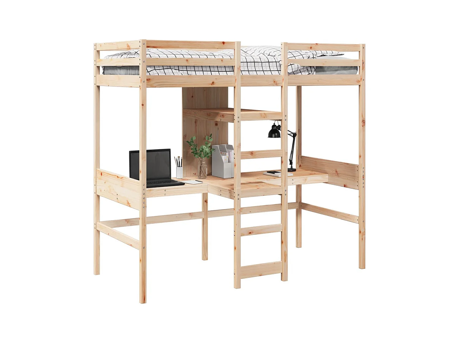 Cadre de lit superposé sans matelas 80x200cm bois massif de pin