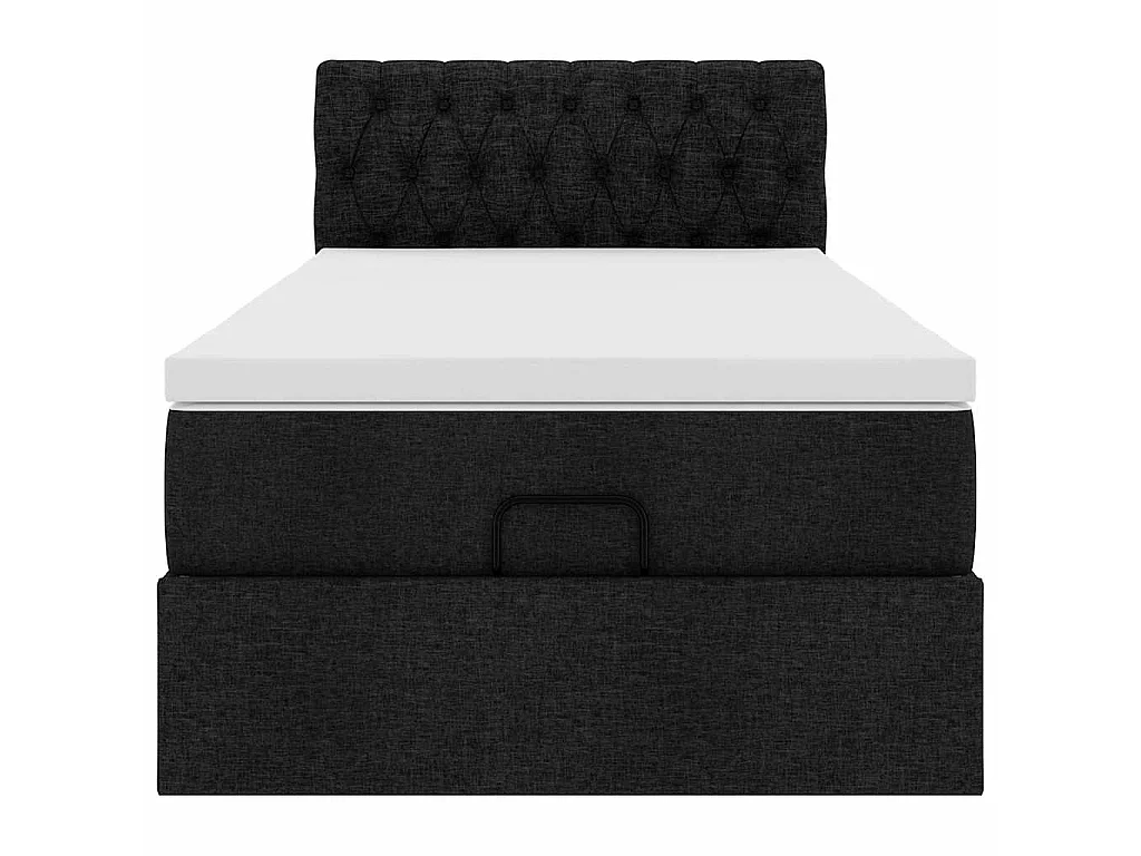 Struttura Letto Pouf con Materasso Nero 80x200 cm in Tessuto