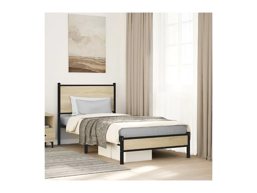 Cadre de lit en métal sans matelas chêne sonoma 80x200 cm