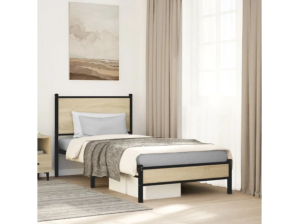 Cadre de lit en métal sans matelas chêne sonoma 80x200 cm