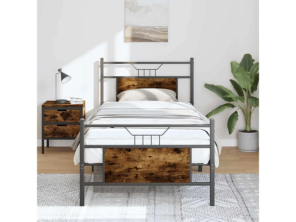 Bedframe zonder matras hout gerookt eikenkleurig 75x190 cm