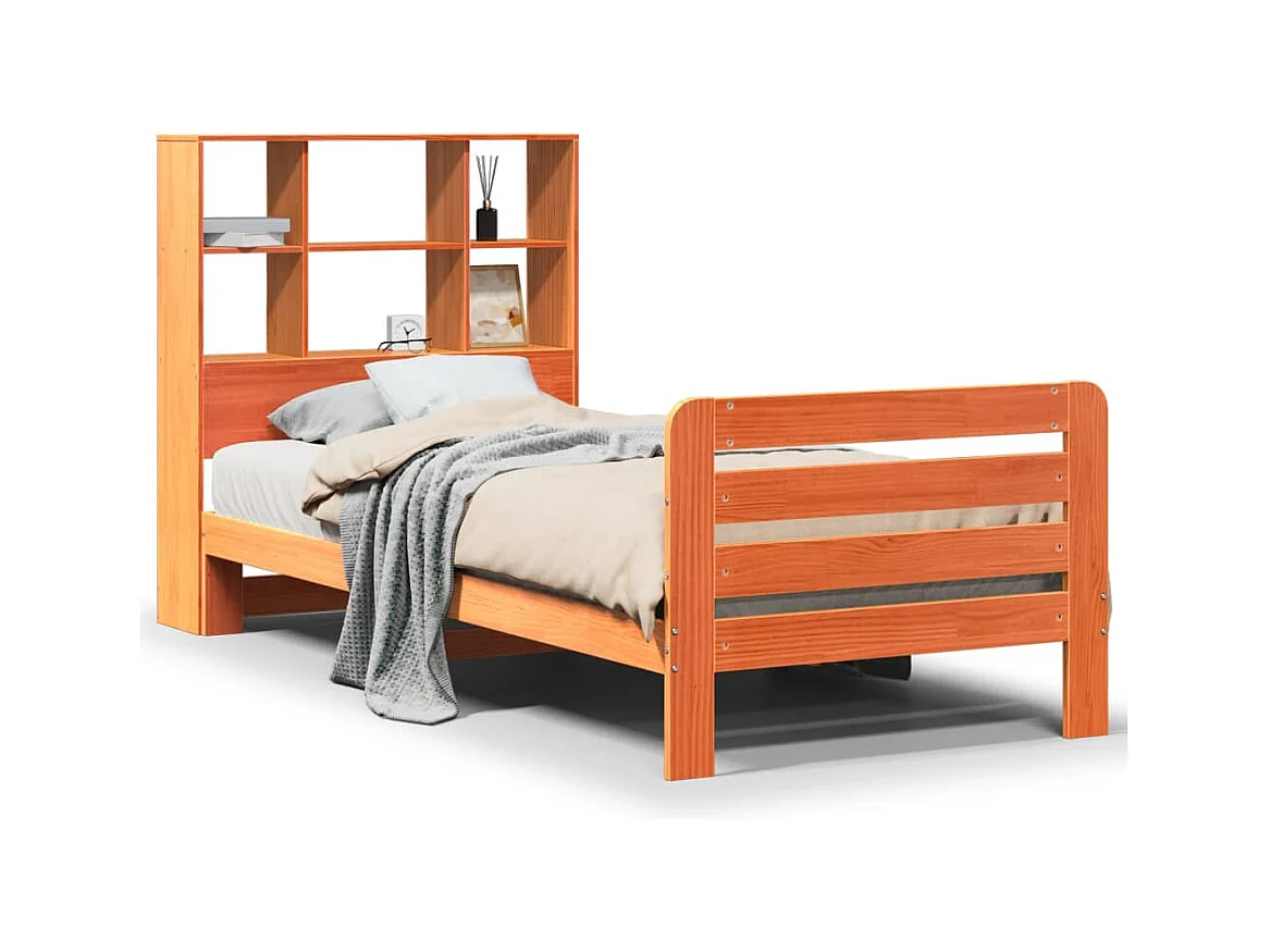 Cadre de lit sans matelas cire marron 75x190 cm bois pin massif