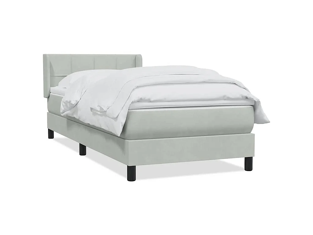 Boxspringbett mit Matratze Hellgrau 80x210 cm Samt