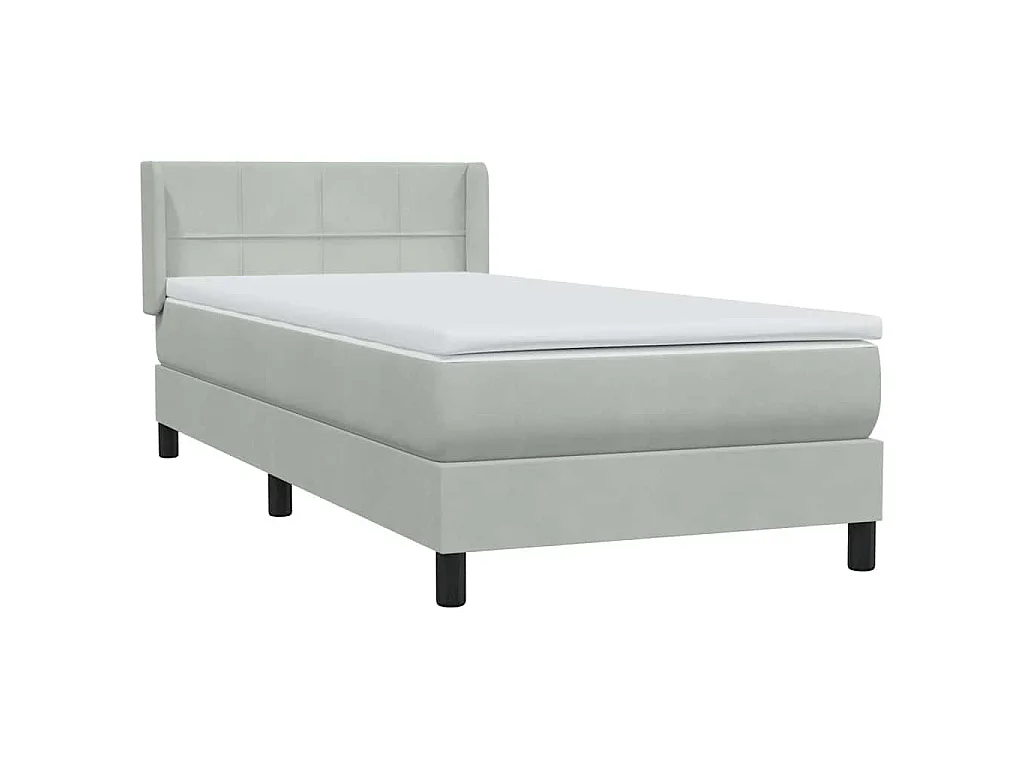 Boxspringbett mit Matratze Hellgrau 80x210 cm Samt