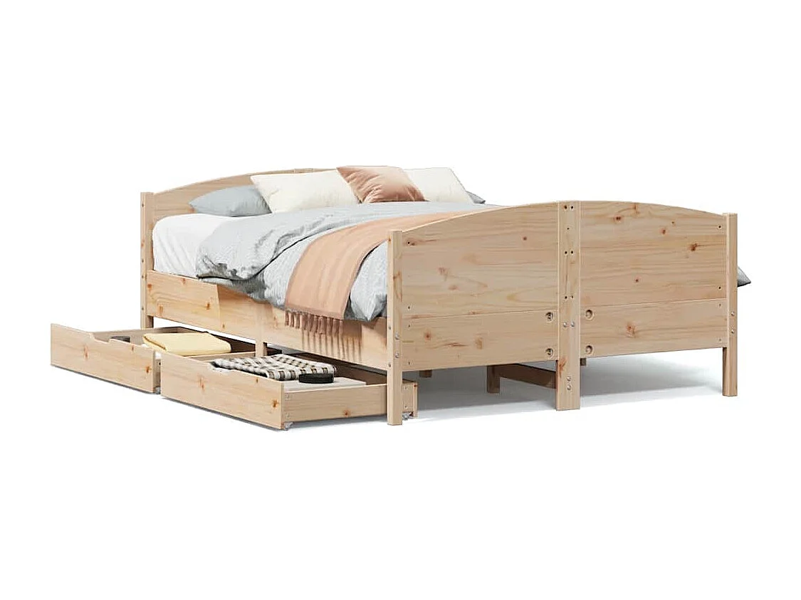 Estructura de cama sin colchón madera maciza de pino 135x190 cm