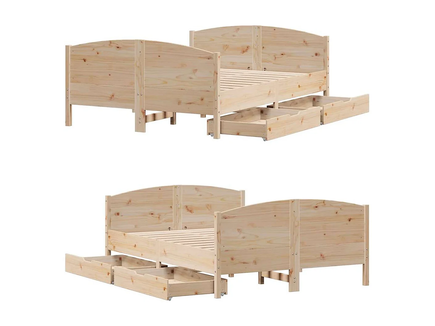 Estructura de cama sin colchón madera maciza de pino 135x190 cm