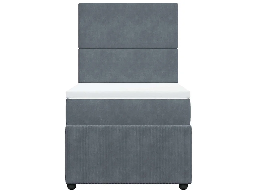 Cama box spring con colchón terciopelo gris oscuro 80x200 cm