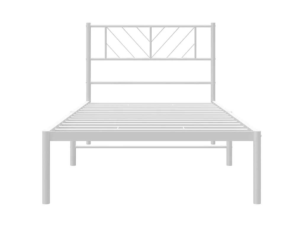 Cadre de lit métal sans matelas avec tête de lit blanc 75x190cm