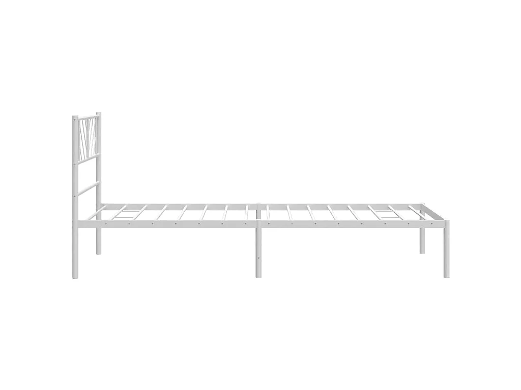 Cadre de lit métal sans matelas avec tête de lit blanc 75x190cm