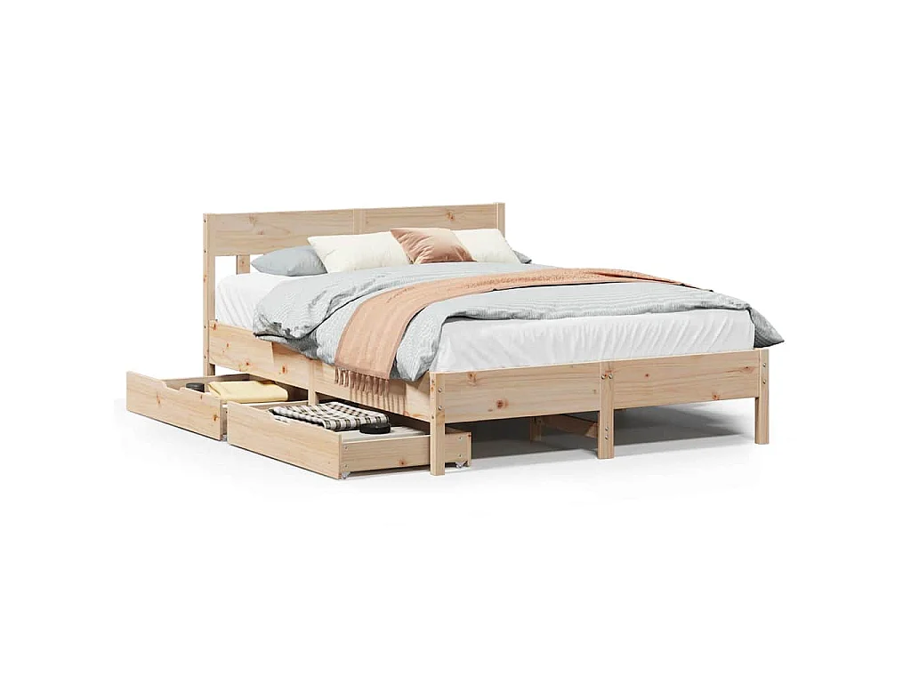 Cama sem colchão 135x190 cm madeira de pinho maciça