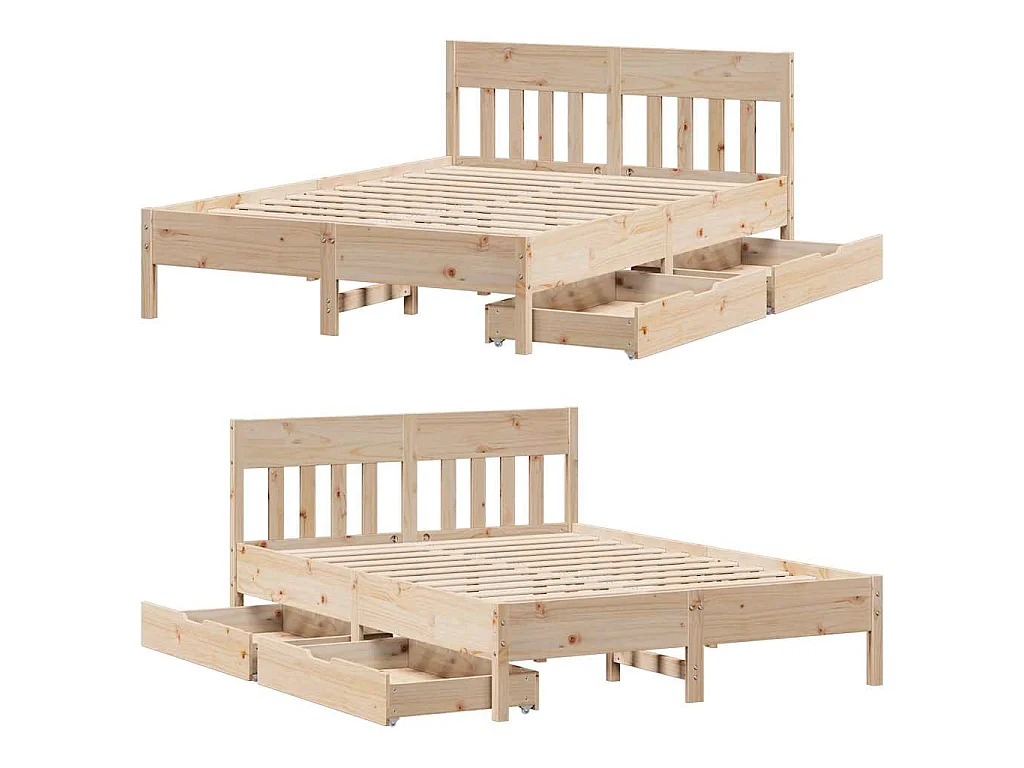 Cama sem colchão 135x190 cm madeira de pinho maciça