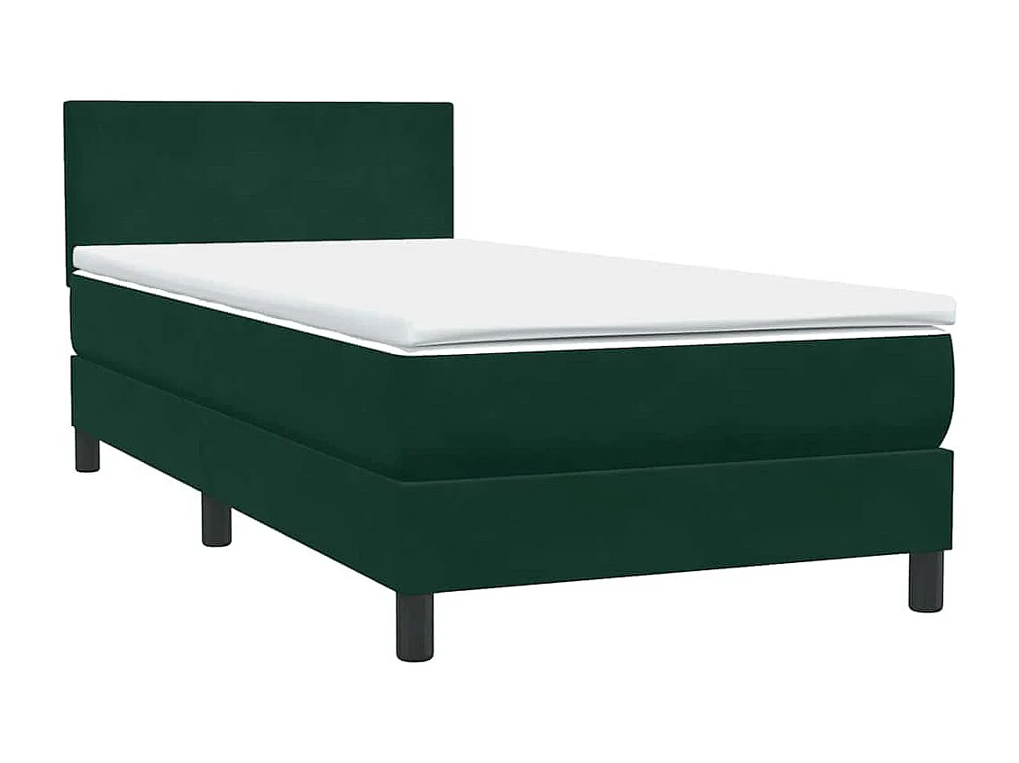 Letto a Molle con Materasso e LED Verde Scuro 80x220 cm Velluto