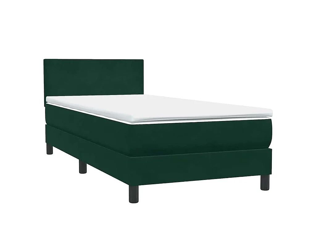 Sommier à lattes de lit et matelas et LED vert foncé 80x220 cm velours