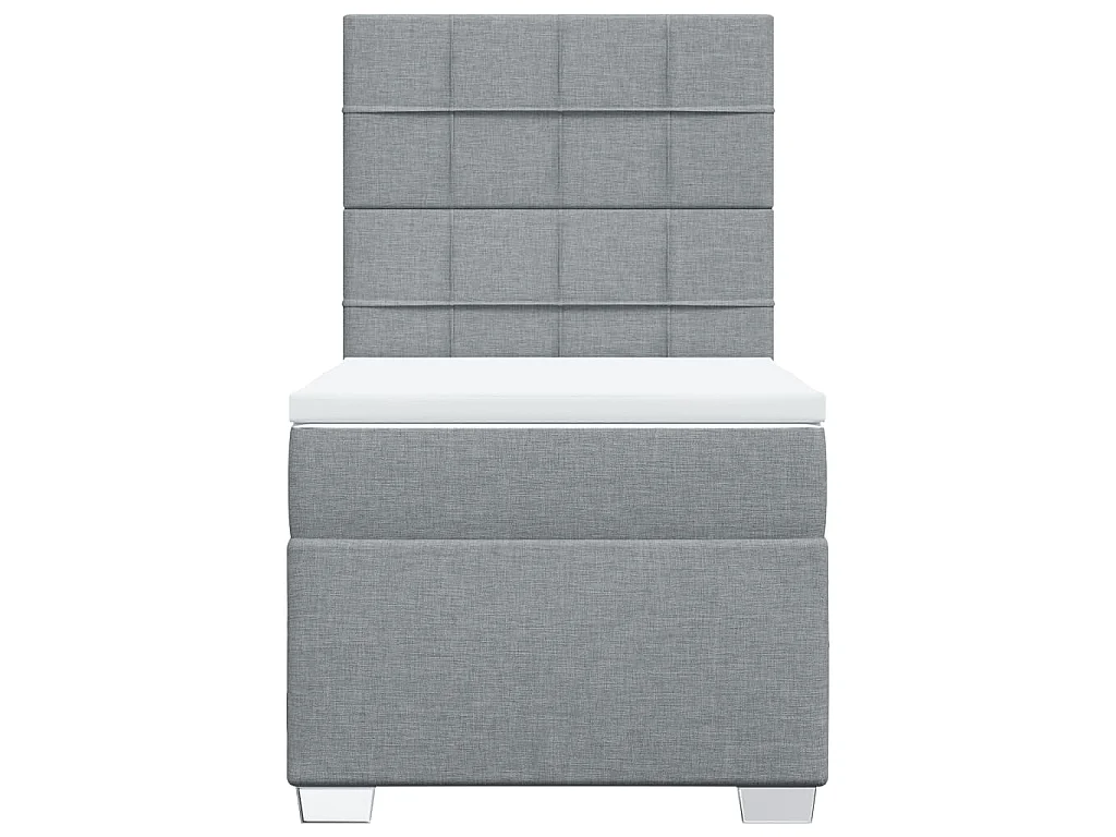 Cama box spring con colchón tela gris claro 80x200 cm