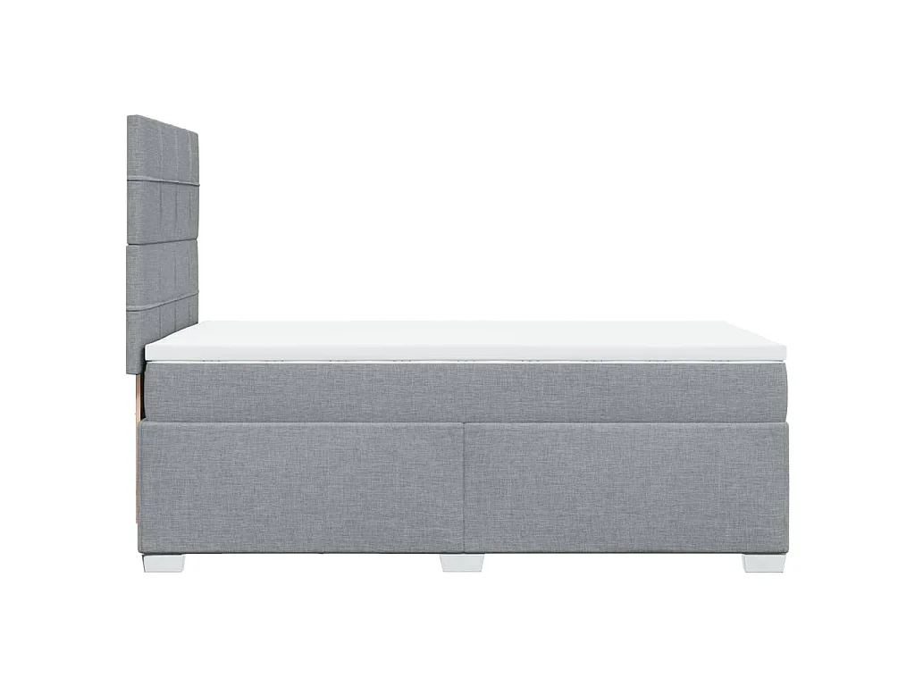 Cama box spring con colchón tela gris claro 80x200 cm