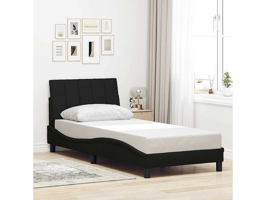 Cadre de lit sans matelas Hanko noir 80x200 cm tissu