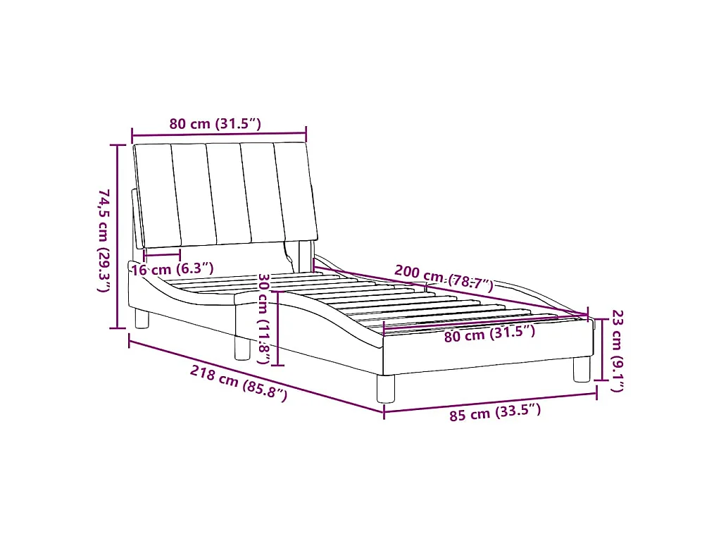 Giroletto senza Materasso Hanko Nero 80x200 cm Tessuto