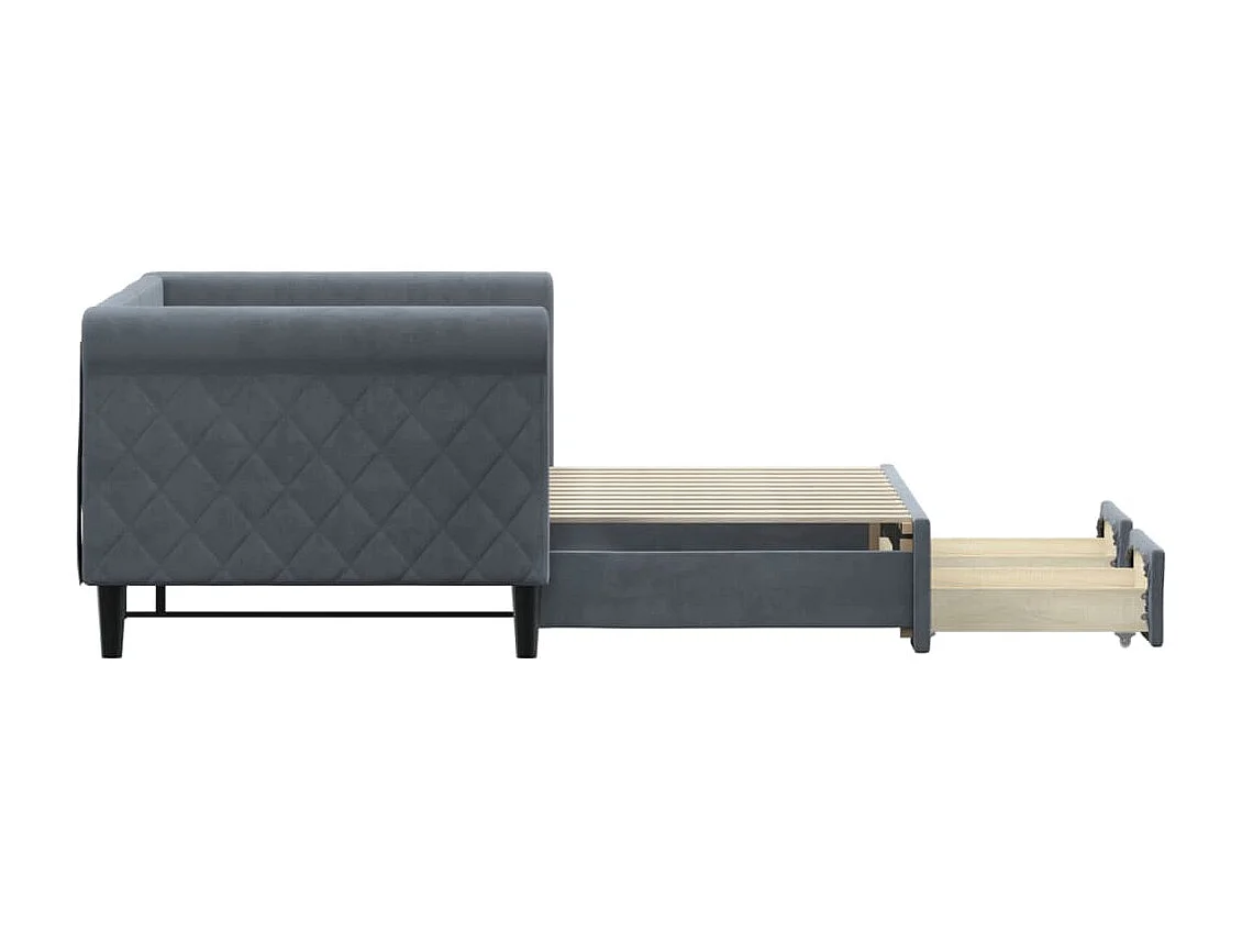 Divano Letto Estraibile Cassetti Grigio Scuro 80x200cm Velluto