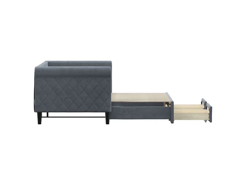 Tagesbett Ausziehbar mit Schubladen Dunkelgrau 80x200 cm Samt