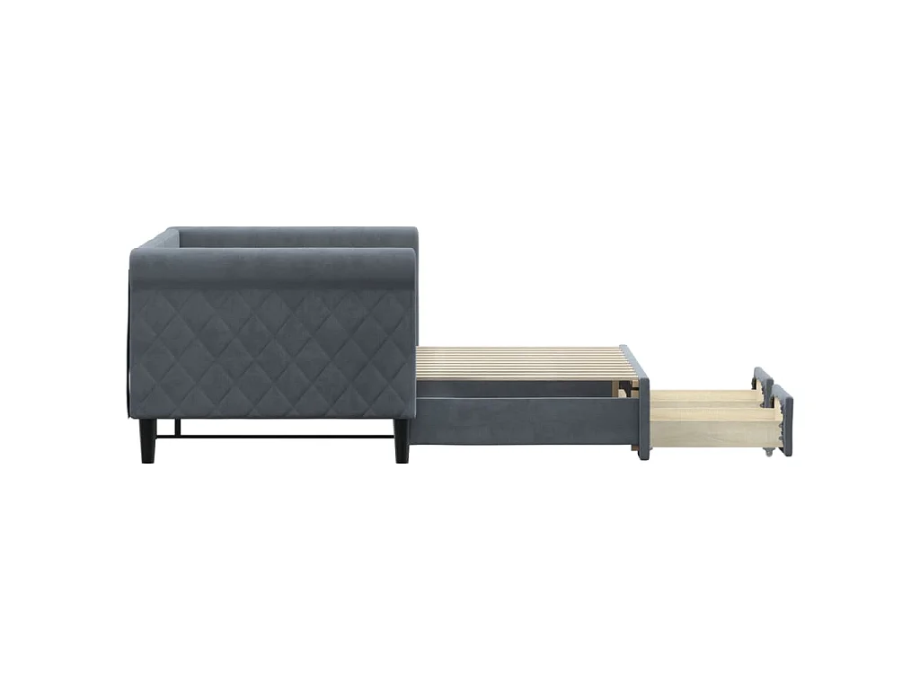Slaapbank onderschuifbed en lades 80x200 cm fluweel donkergrijs