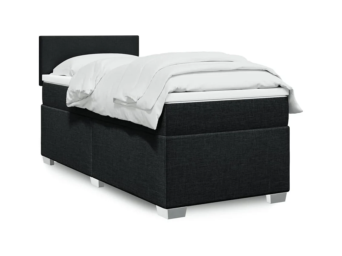 Sommier à lattes de lit et matelas Noir 80x200 cm Tissu